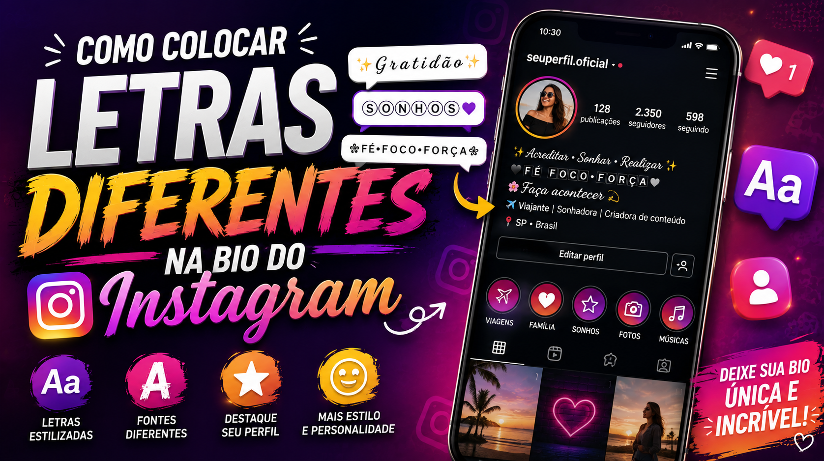 Letras diferentes e estilizadas na bio do Instagram